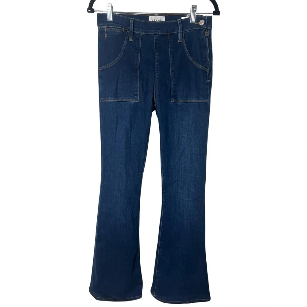 Frame Le Flare de Françoise High Rise Flare Jeans Lemmie Dark Wash Sz 27